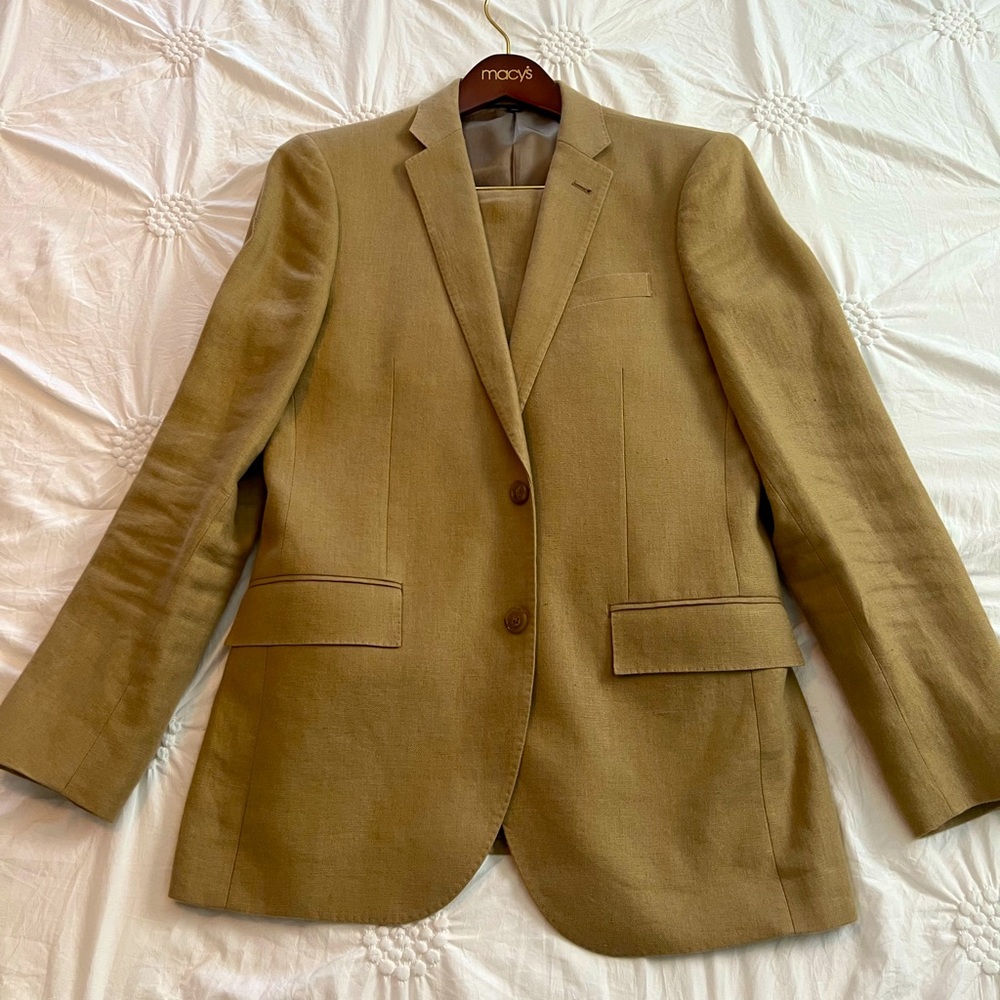 J crew Ludlow suit.  Irish linen. Tan.  38R.  Pants are 31/32.